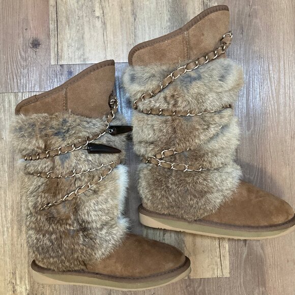 Atilla Brown Rabbit Fur Boots by Australia Luxe Collective Size 6 - Picture 2 of 8